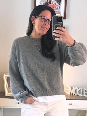 Classic Crew Neck “TikTok” Sweater in Gray - Women's Cozy Knit